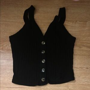 Black Button-Up Women's Top